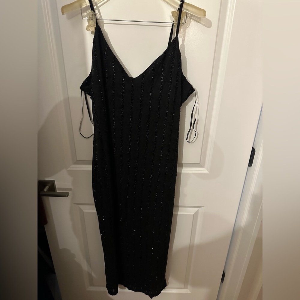 Forever 21 black and glitter stripe dress 2x